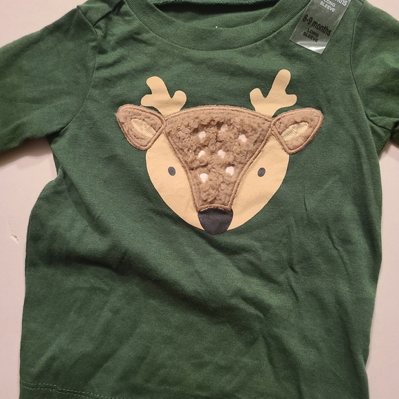 First Impressions Forest Green Deer Long Sleeve Tee NWOT 6-9 Months - Picture 6 of 7